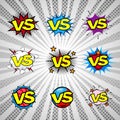 Comic book versus vintage icon set, battle intro