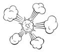 Comic Boom. Explosion. Comics sketch explosion splash comic book text style. Wow effect cartoon vector elements. Sketch Royalty Free Stock Photo