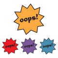 Comic boom oops icon set in a flat design Royalty Free Stock Photo