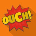 Comic boom ouch icon, flat style