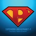 Superhero Logo icon with letter P illustration Vector