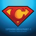 Superhero Logo icon with letter C illustration Vector