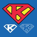 Superhero Logo icon with letter K illustration Vector