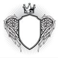 Crown Shield With Wings Vintage Vector illustration