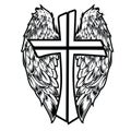 Christian Cross Wing Graphic Detailed Angel or Bird Wings Vector illustration 14 Royalty Free Stock Photo