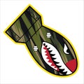 Air Bomb Flying Tiger Shark Mouth Sticker Vinyl Camo Vector illustration 1