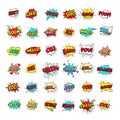 Comic bubbles. Cartoon text balloons. Pow and zap, smash and boom expressions. Speech bubble vector pop art stickers isolated Royalty Free Stock Photo