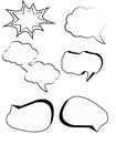 Comic bubbles cartoon text boxes set with cloud blank speech box