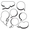 Comic bubbles and clouds cartoon text boxes