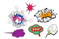 Comic bubbles set. Expression pow , bom , bang on white background. Royalty Free Stock Photo