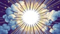 Comic Burst Background with Clouds Stars and Light Rays Royalty Free Stock Photo
