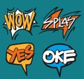 Comic burst text balloons hand draw vector illustration