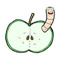 comic cartoon apple with worm Royalty Free Stock Photo