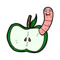 comic cartoon apple with worm Royalty Free Stock Photo