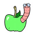 comic cartoon apple with worm Royalty Free Stock Photo