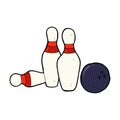 comic cartoon bowling ball and skittles Royalty Free Stock Photo