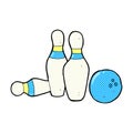 comic cartoon bowling ball and skittles Royalty Free Stock Photo