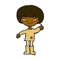comic cartoon boy in poor clothing giving thumbs up symbol Royalty Free Stock Photo