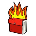 comic cartoon burning business files
