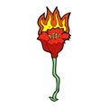 comic cartoon burning flower