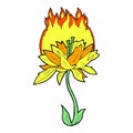 comic cartoon burning flower