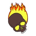 comic cartoon burning skull