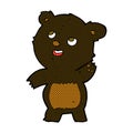 comic cartoon cute waving black bear teddy Royalty Free Stock Photo