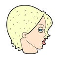 comic cartoon female face with narrowed eyes