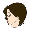 comic cartoon female face with narrowed eyes