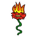 comic cartoon flower on fire Royalty Free Stock Photo