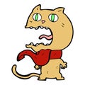 comic cartoon frightened cat Royalty Free Stock Photo