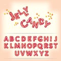 Comic cartoon jelly candy style alphabet