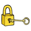 comic cartoon padlock and key