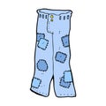 comic cartoon patched old jeans