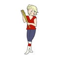 comic cartoon pretty punk girl with baseball bat Royalty Free Stock Photo