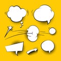 Comic cartoon speech bubbles with halftone shadows vector set Royalty Free Stock Photo