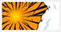 Comic cartoon style background in orange blue color with Branch tree as sunburst, starburst or sunrays. Suitable for scary, horror