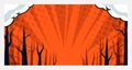 Comic cartoon style background in orange color with Branch tree as sunburst, starburst or sunrays. Suitable for scary, horror,