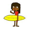 comic cartoon surfer girl Royalty Free Stock Photo