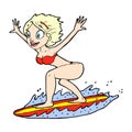 comic cartoon surfer girl Royalty Free Stock Photo