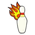 comic cartoon ten pin bowling skittle on fire Royalty Free Stock Photo
