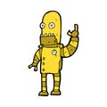 comic cartoon waving gold robot