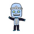 comic cartoon waving robot