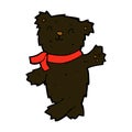 comic cartoon waving teddy black bear Royalty Free Stock Photo