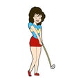 comic cartoon woman playing golf Royalty Free Stock Photo