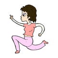 comic cartoon woman running and pointing Royalty Free Stock Photo