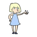 comic cartoon woman showing off engagement ring Royalty Free Stock Photo