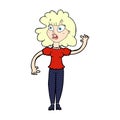 comic cartoon worried woman waving