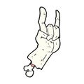 comic cartoon zombie hand making rock symbol