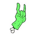 comic cartoon zombie hand making rock symbol